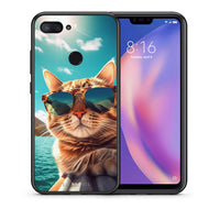 Thumbnail for Θήκη Xiaomi Mi 8 Lite Summer Cat από τη Smartfits με σχέδιο στο πίσω μέρος και μαύρο περίβλημα | Xiaomi Mi 8 Lite Summer Cat case with colorful back and black bezels