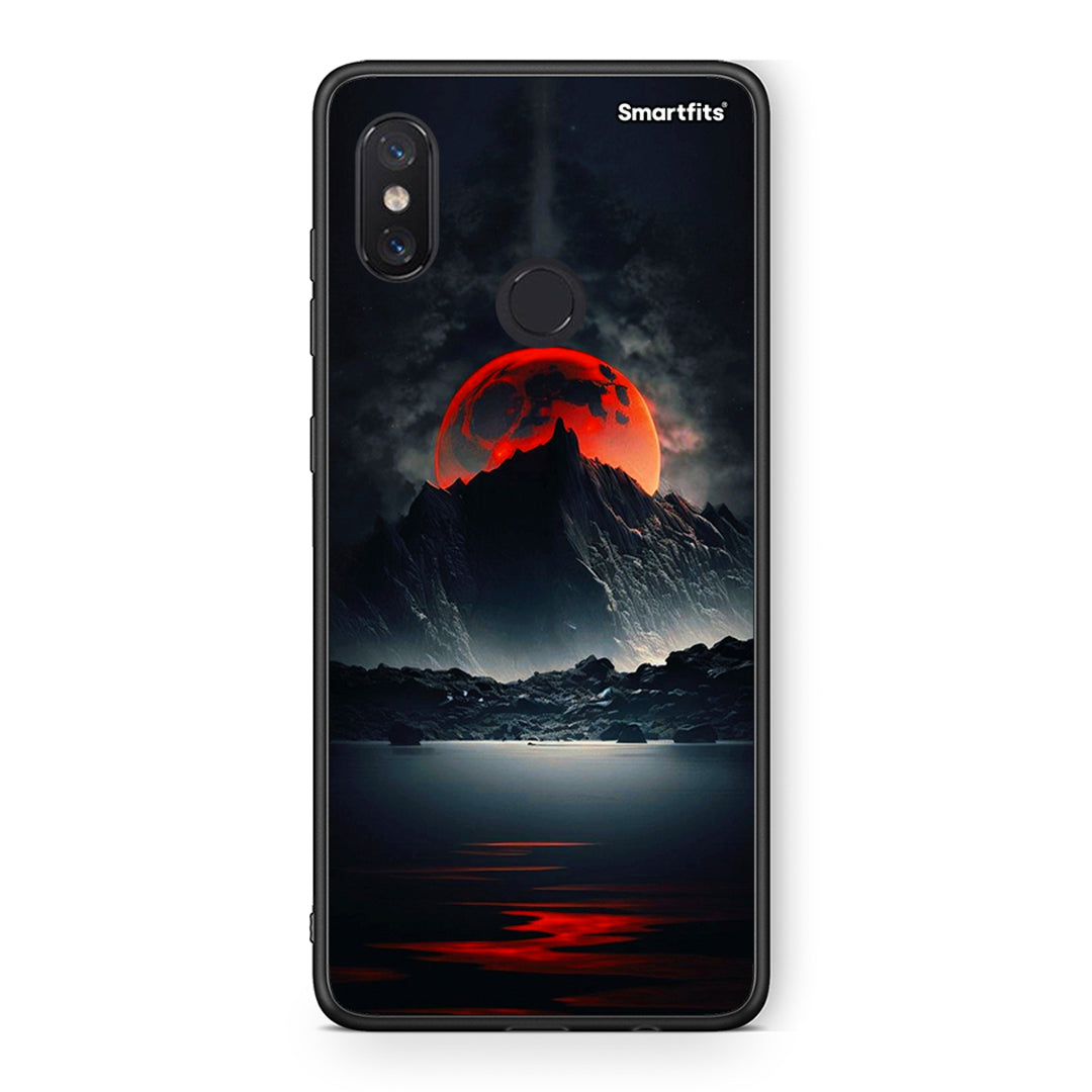 Xiaomi Mi 8 Red Full Moon θήκη από τη Smartfits με σχέδιο στο πίσω μέρος και μαύρο περίβλημα | Smartphone case with colorful back and black bezels by Smartfits