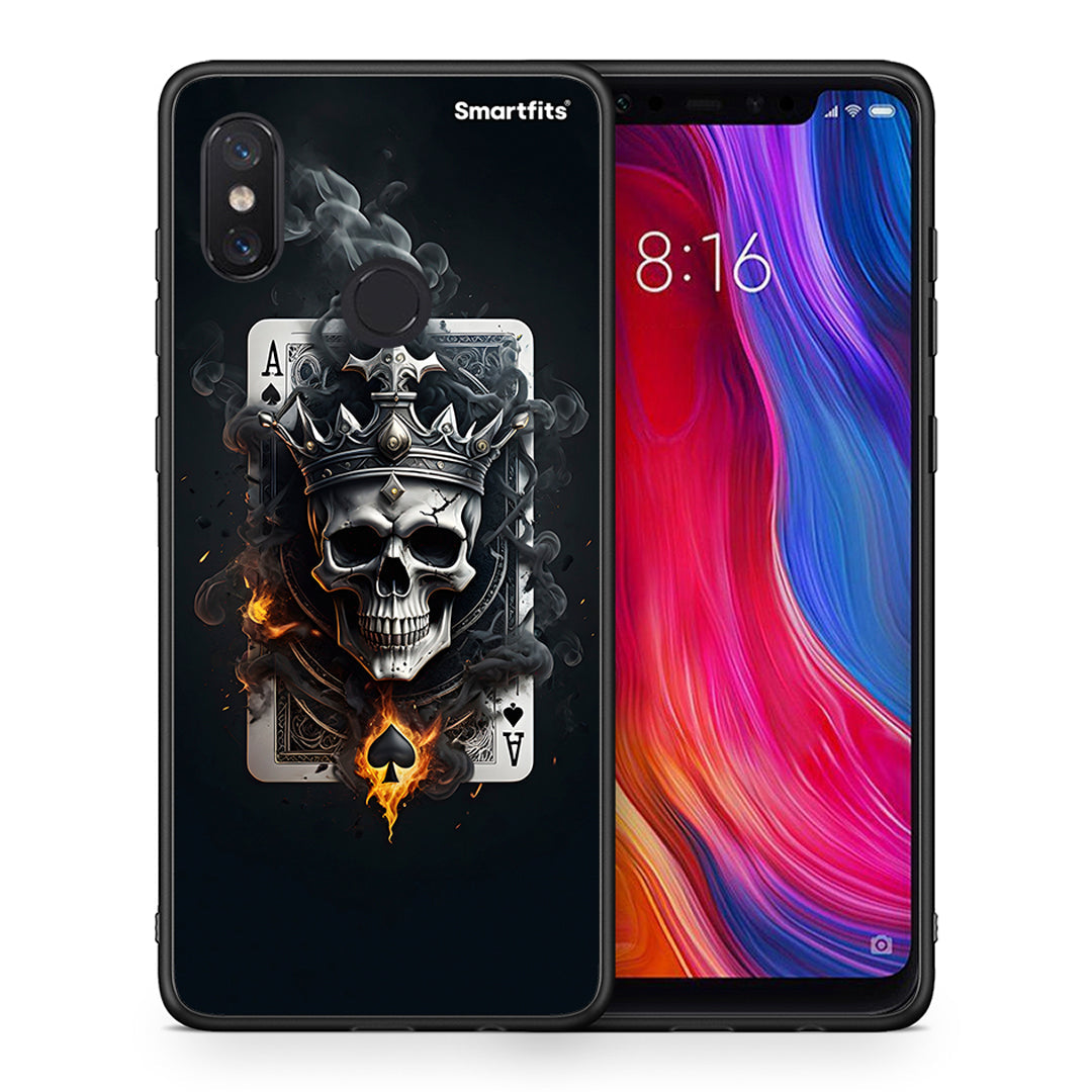 Θήκη Xiaomi Mi 8 Skull King Ace από τη Smartfits με σχέδιο στο πίσω μέρος και μαύρο περίβλημα | Xiaomi Mi 8 Skull King Ace case with colorful back and black bezels