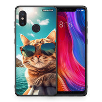 Thumbnail for Θήκη Xiaomi Mi 8 Summer Cat από τη Smartfits με σχέδιο στο πίσω μέρος και μαύρο περίβλημα | Xiaomi Mi 8 Summer Cat case with colorful back and black bezels