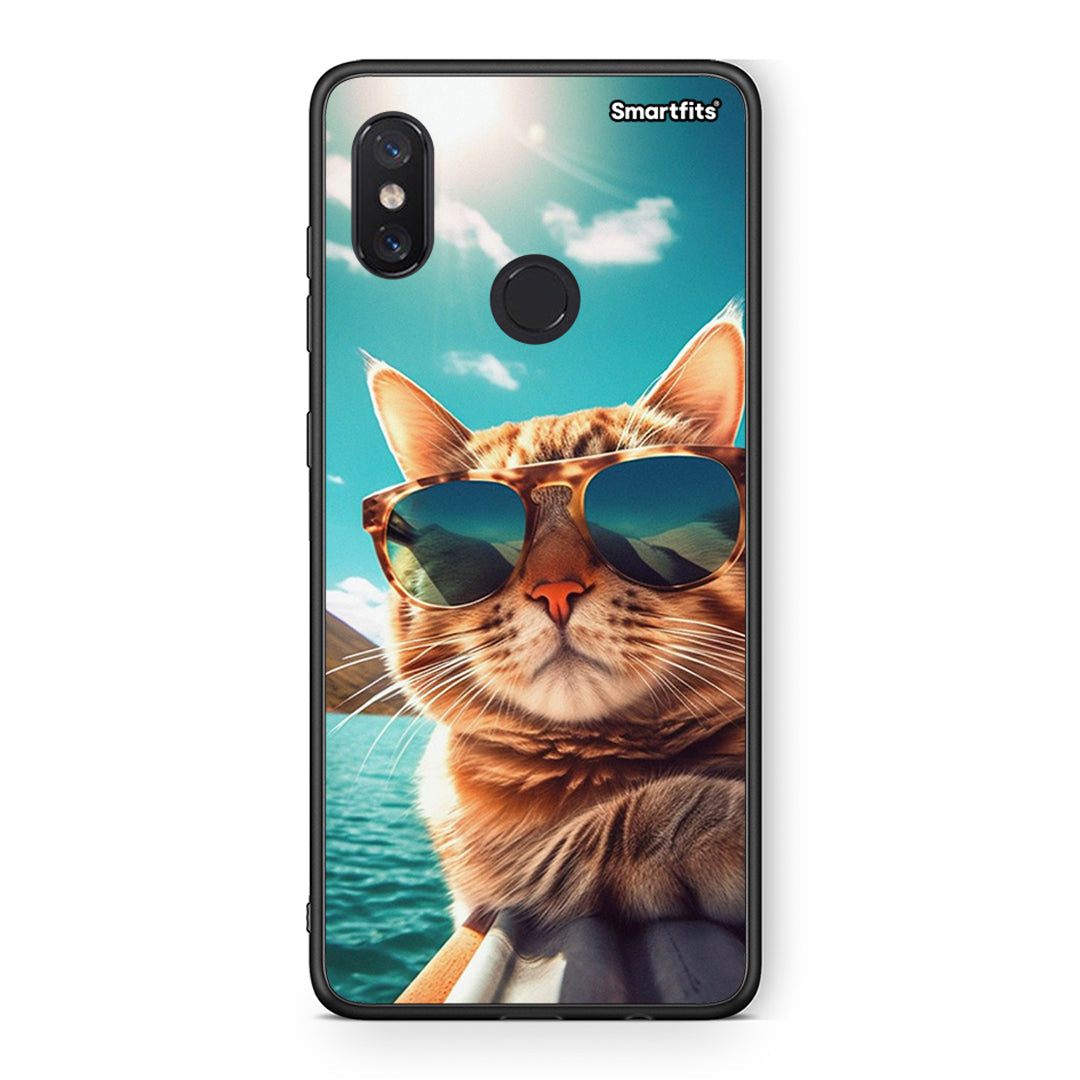 Xiaomi Mi 8 Summer Cat θήκη από τη Smartfits με σχέδιο στο πίσω μέρος και μαύρο περίβλημα | Smartphone case with colorful back and black bezels by Smartfits