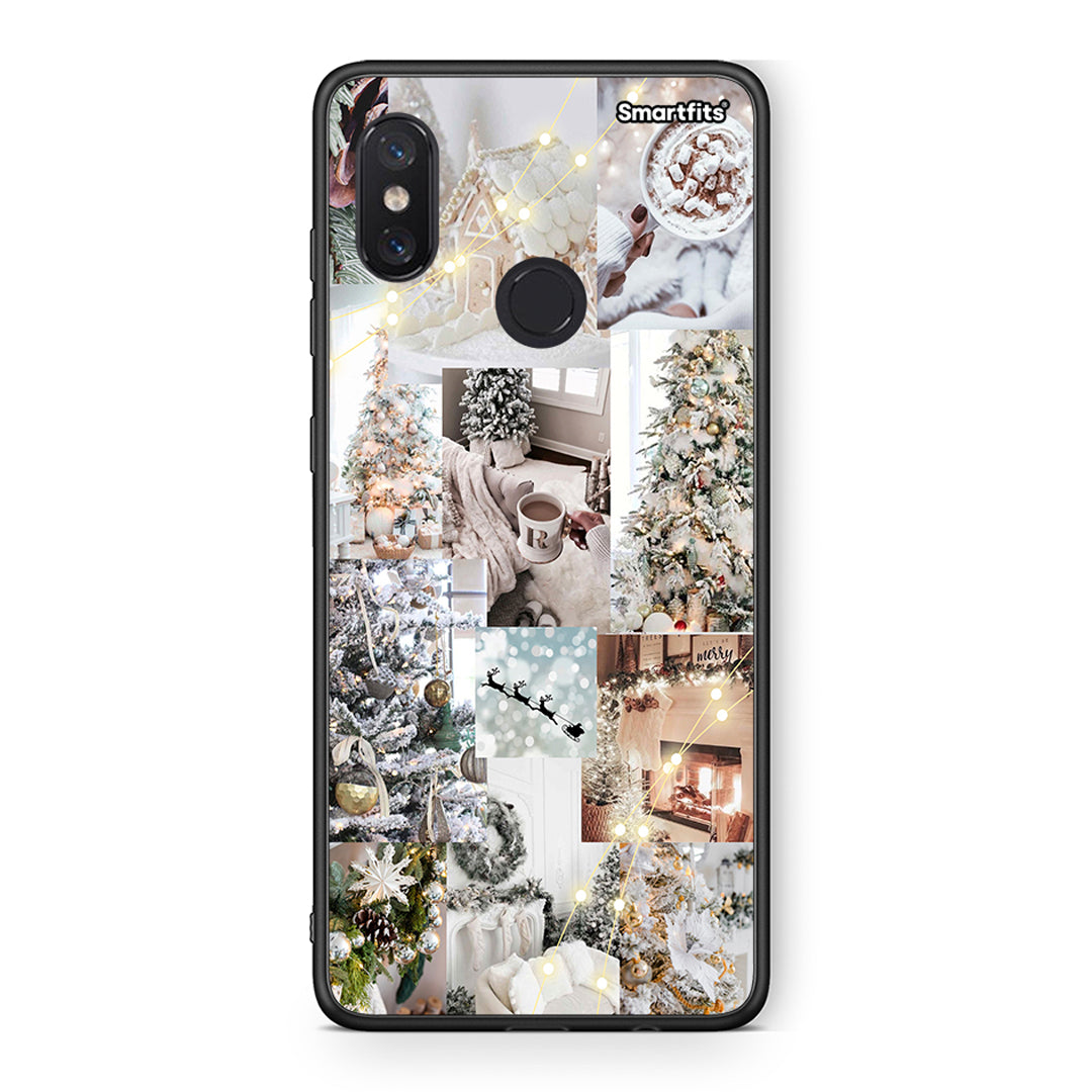 Xiaomi Mi 8 White Christmas θήκη από τη Smartfits με σχέδιο στο πίσω μέρος και μαύρο περίβλημα | Smartphone case with colorful back and black bezels by Smartfits