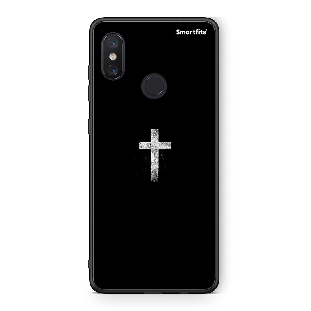 Xiaomi Mi 8 White Cross θήκη από τη Smartfits με σχέδιο στο πίσω μέρος και μαύρο περίβλημα | Smartphone case with colorful back and black bezels by Smartfits