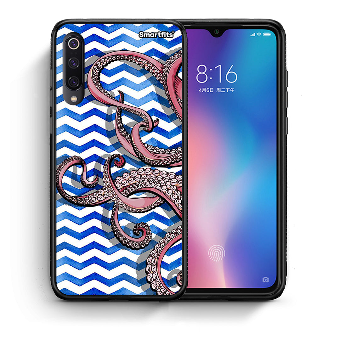 Θήκη Xiaomi Mi 9 Chevron Devilfish από τη Smartfits με σχέδιο στο πίσω μέρος και μαύρο περίβλημα | Xiaomi Mi 9 Chevron Devilfish case with colorful back and black bezels