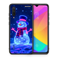 Thumbnail for Θήκη Xiaomi Mi 9 Lite Christmas Neon Snowman από τη Smartfits με σχέδιο στο πίσω μέρος και μαύρο περίβλημα | Xiaomi Mi 9 Lite Christmas Neon Snowman case with colorful back and black bezels