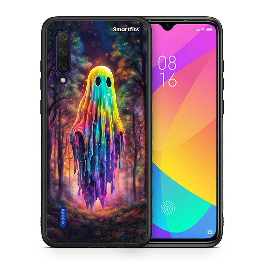 Θήκη Xiaomi Mi 9 Lite Halloween Ghost από τη Smartfits με σχέδιο στο πίσω μέρος και μαύρο περίβλημα | Xiaomi Mi 9 Lite Halloween Ghost case with colorful back and black bezels