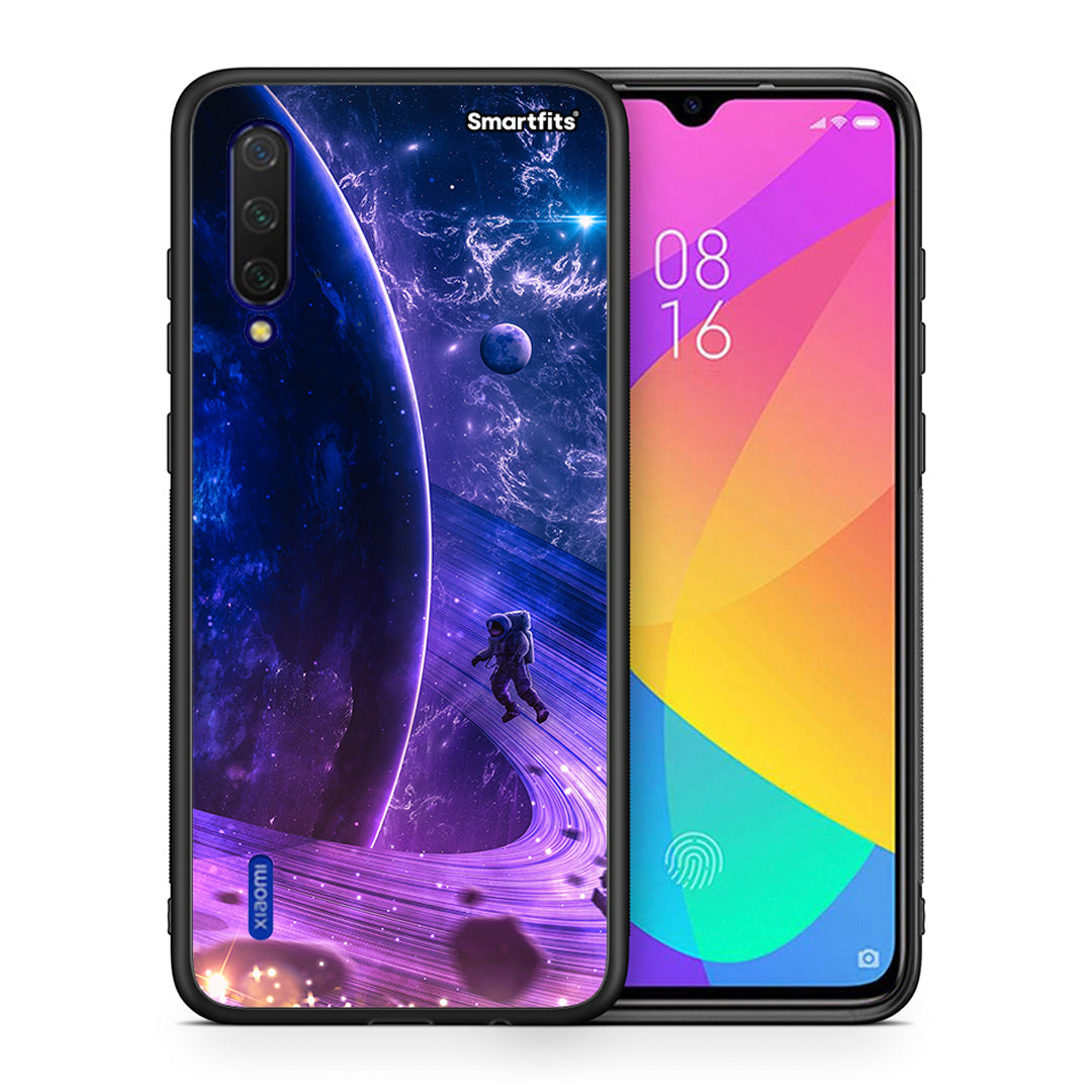 Θήκη Xiaomi Mi 9 Lite Lost Astronaut από τη Smartfits με σχέδιο στο πίσω μέρος και μαύρο περίβλημα | Xiaomi Mi 9 Lite Lost Astronaut case with colorful back and black bezels