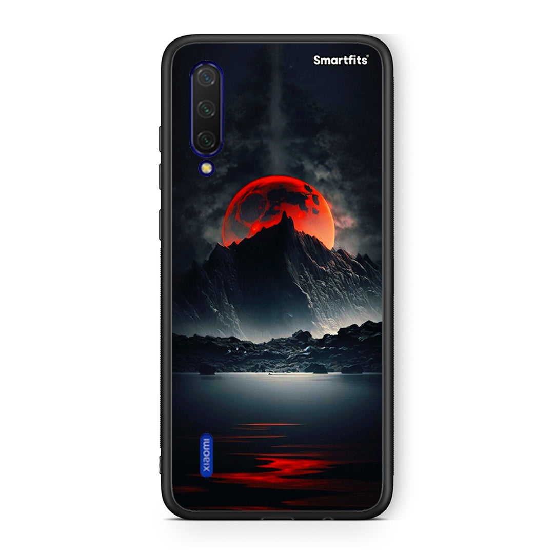 Xiaomi Mi 9 Lite Red Full Moon θήκη από τη Smartfits με σχέδιο στο πίσω μέρος και μαύρο περίβλημα | Smartphone case with colorful back and black bezels by Smartfits