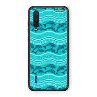 Thumbnail for Xiaomi Mi 9 Lite Swimming Dolphins θήκη από τη Smartfits με σχέδιο στο πίσω μέρος και μαύρο περίβλημα | Smartphone case with colorful back and black bezels by Smartfits