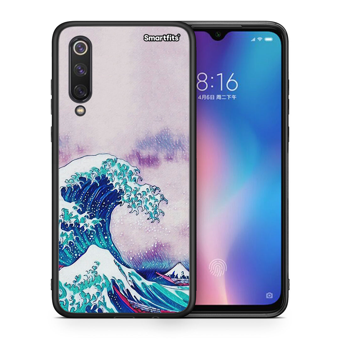 Θήκη Xiaomi Mi 9 SE Blue Waves από τη Smartfits με σχέδιο στο πίσω μέρος και μαύρο περίβλημα | Xiaomi Mi 9 SE Blue Waves case with colorful back and black bezels