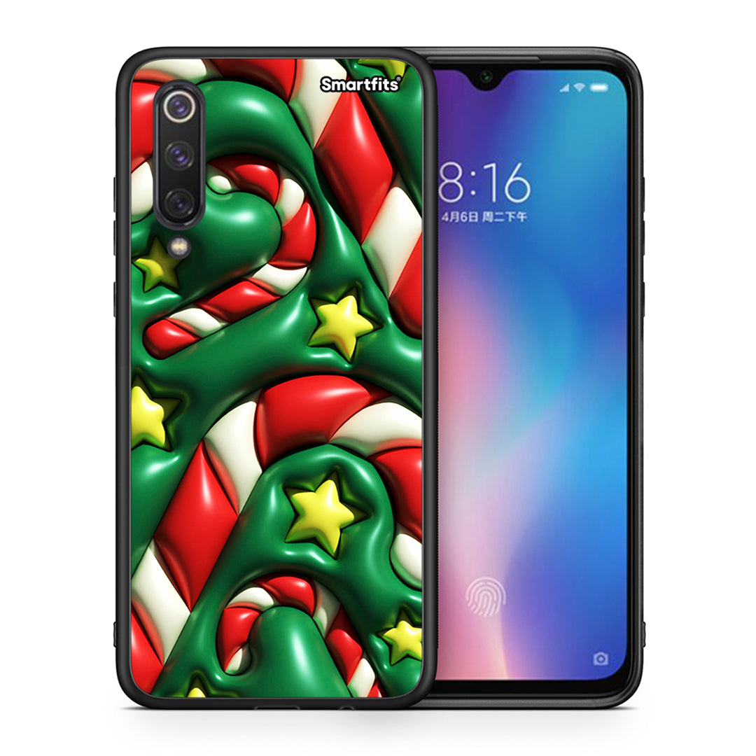 Θήκη Xiaomi Mi 9 SE Christmas Bubbles από τη Smartfits με σχέδιο στο πίσω μέρος και μαύρο περίβλημα | Xiaomi Mi 9 SE Christmas Bubbles case with colorful back and black bezels