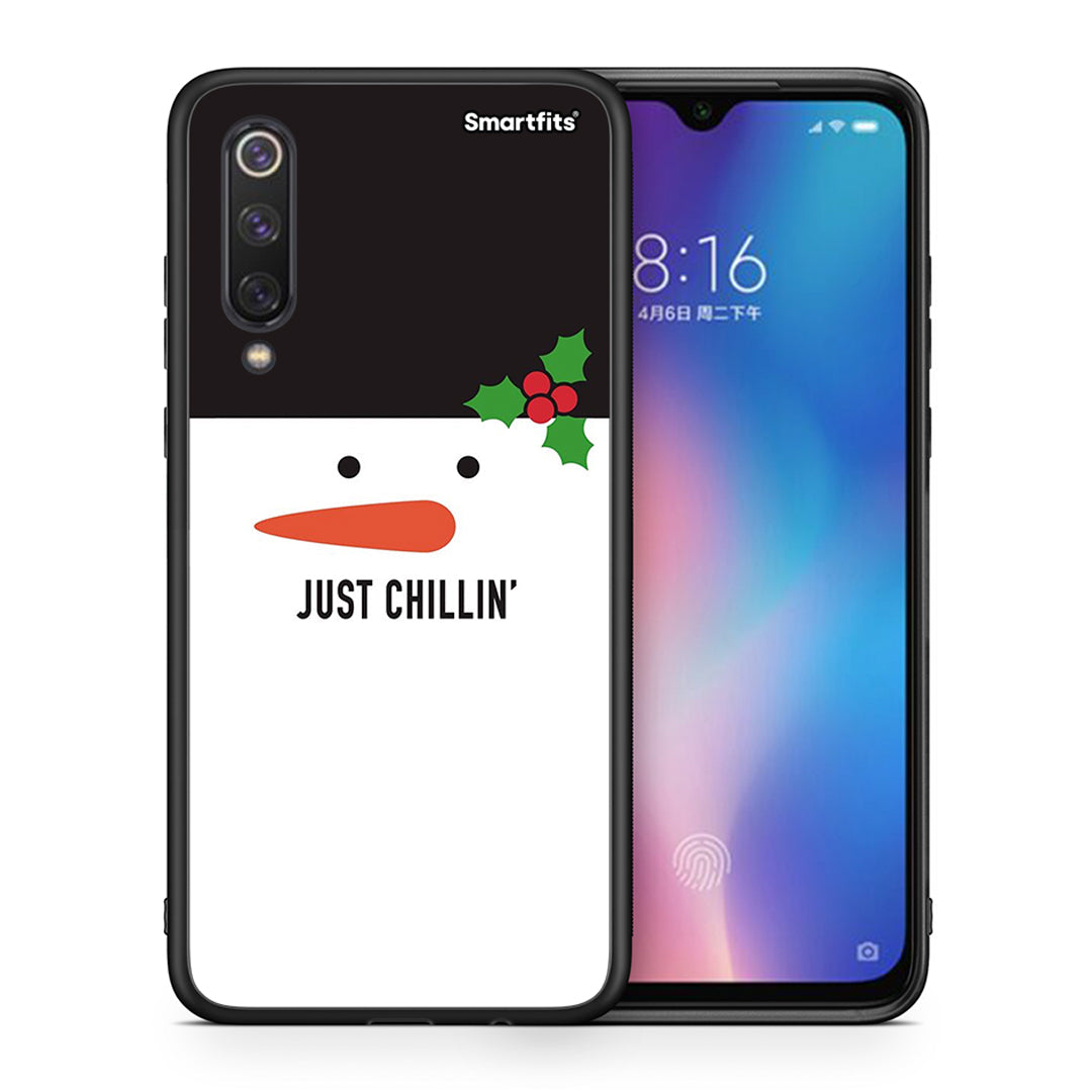 Θήκη Xiaomi Mi 9 SE Christmas Chillin από τη Smartfits με σχέδιο στο πίσω μέρος και μαύρο περίβλημα | Xiaomi Mi 9 SE Christmas Chillin case with colorful back and black bezels