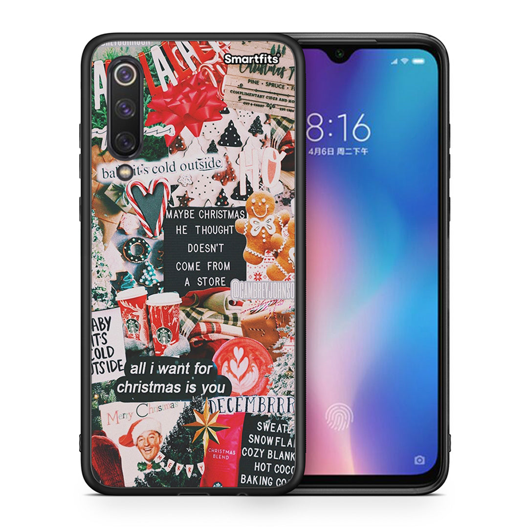 Θήκη Xiaomi Mi 9 SE Christmas Happiness από τη Smartfits με σχέδιο στο πίσω μέρος και μαύρο περίβλημα | Xiaomi Mi 9 SE Christmas Happiness case with colorful back and black bezels