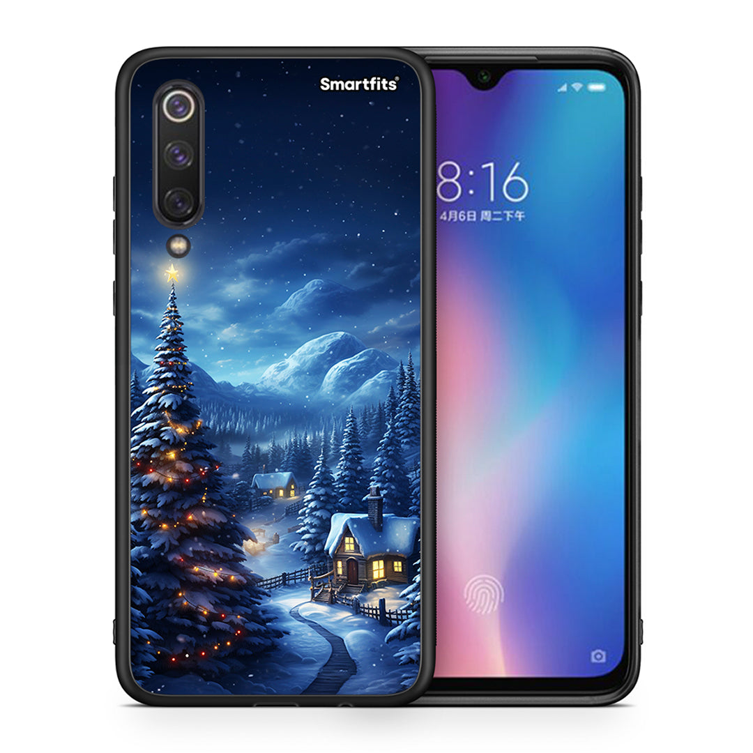 Θήκη Xiaomi Mi 9 SE Christmas Scenery από τη Smartfits με σχέδιο στο πίσω μέρος και μαύρο περίβλημα | Xiaomi Mi 9 SE Christmas Scenery case with colorful back and black bezels