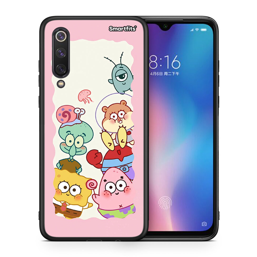 Θήκη Xiaomi Mi 9 SE Cute Companion από τη Smartfits με σχέδιο στο πίσω μέρος και μαύρο περίβλημα | Xiaomi Mi 9 SE Cute Companion case with colorful back and black bezels