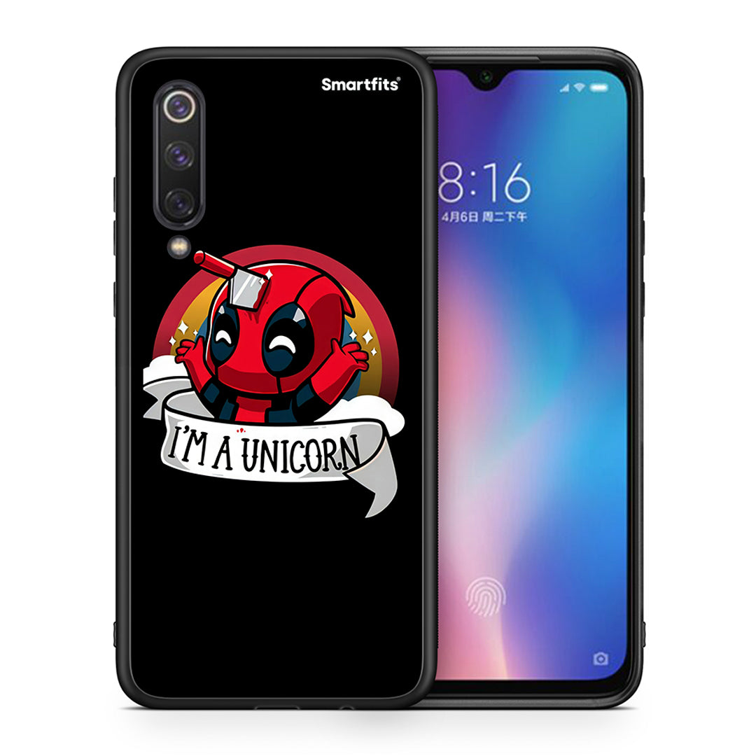 Θήκη Xiaomi Mi 9 SE Unicorn Deadpool από τη Smartfits με σχέδιο στο πίσω μέρος και μαύρο περίβλημα | Xiaomi Mi 9 SE Unicorn Deadpool case with colorful back and black bezels