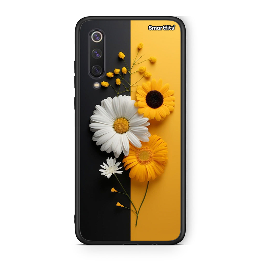 Xiaomi Mi 9 SE Yellow Daisies θήκη από τη Smartfits με σχέδιο στο πίσω μέρος και μαύρο περίβλημα | Smartphone case with colorful back and black bezels by Smartfits