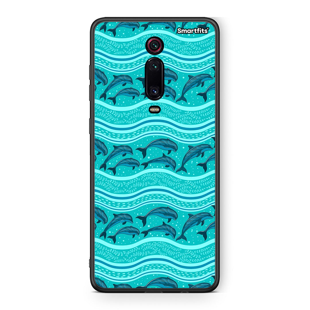 Xiaomi Mi 9T Swimming Dolphins θήκη από τη Smartfits με σχέδιο στο πίσω μέρος και μαύρο περίβλημα | Smartphone case with colorful back and black bezels by Smartfits