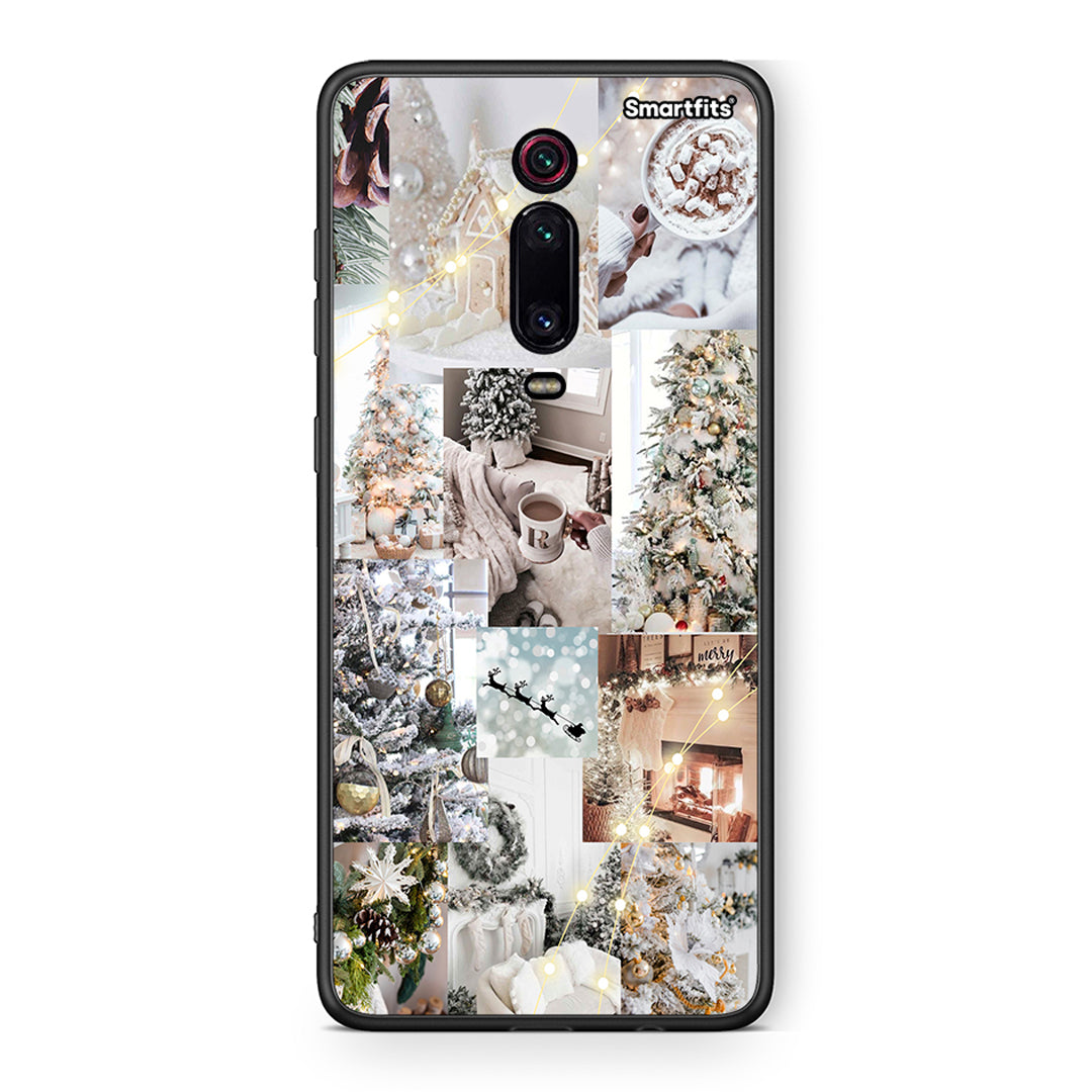 Xiaomi Mi 9T White Christmas θήκη από τη Smartfits με σχέδιο στο πίσω μέρος και μαύρο περίβλημα | Smartphone case with colorful back and black bezels by Smartfits