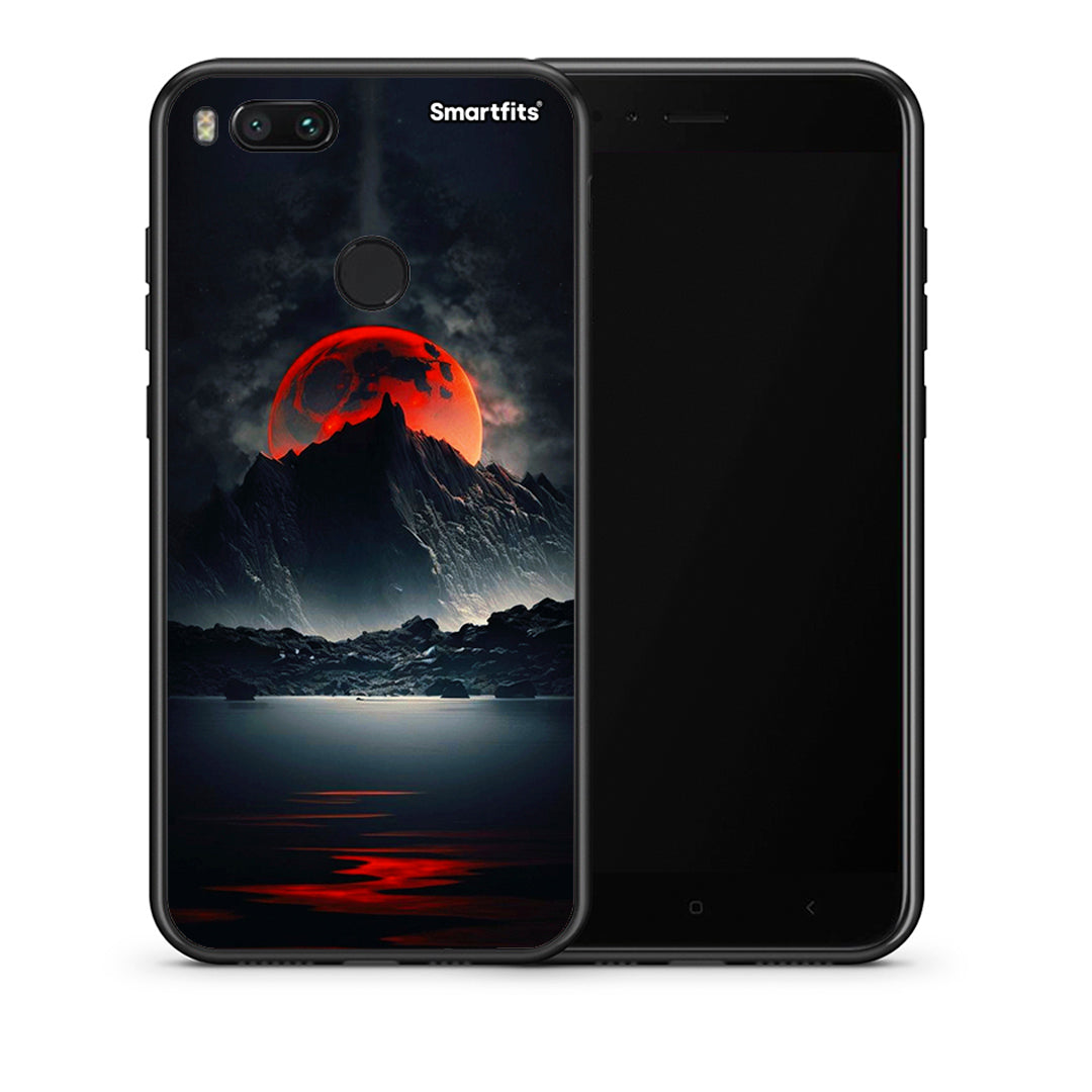 Θήκη Xiaomi Mi A1 Red Full Moon από τη Smartfits με σχέδιο στο πίσω μέρος και μαύρο περίβλημα | Xiaomi Mi A1 Red Full Moon case with colorful back and black bezels