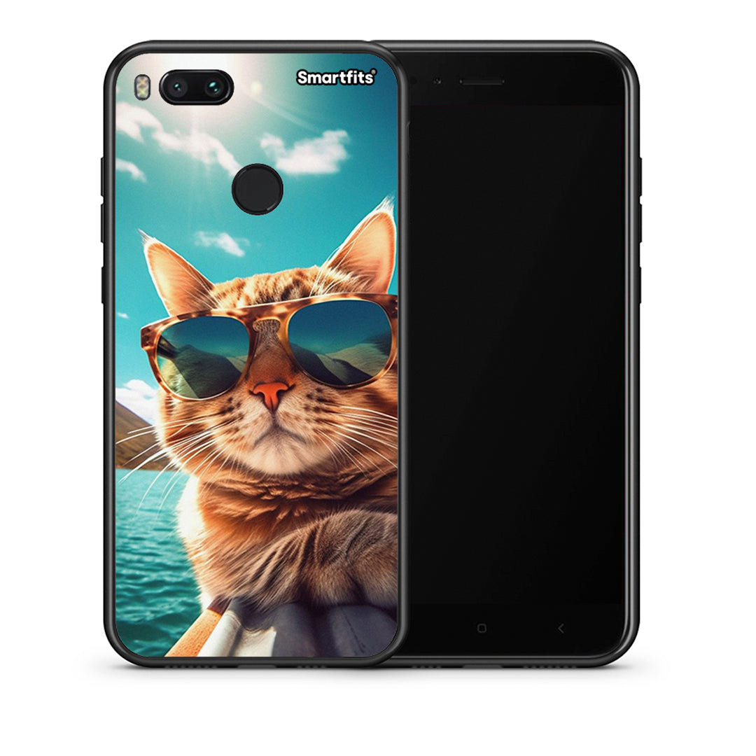 Θήκη Xiaomi Mi A1 Summer Cat από τη Smartfits με σχέδιο στο πίσω μέρος και μαύρο περίβλημα | Xiaomi Mi A1 Summer Cat case with colorful back and black bezels