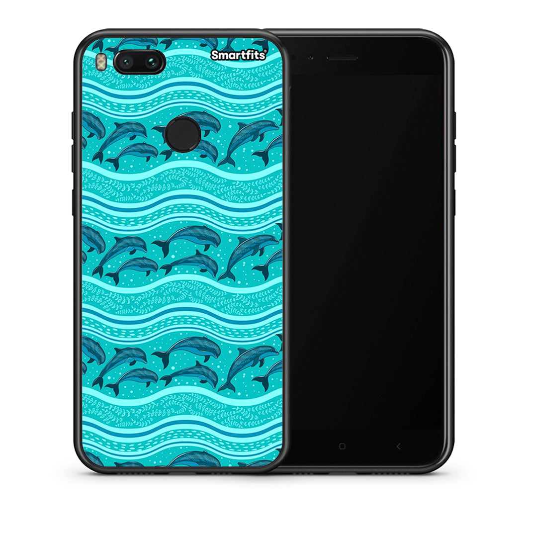 Θήκη Xiaomi Mi A1 Swimming Dolphins από τη Smartfits με σχέδιο στο πίσω μέρος και μαύρο περίβλημα | Xiaomi Mi A1 Swimming Dolphins case with colorful back and black bezels