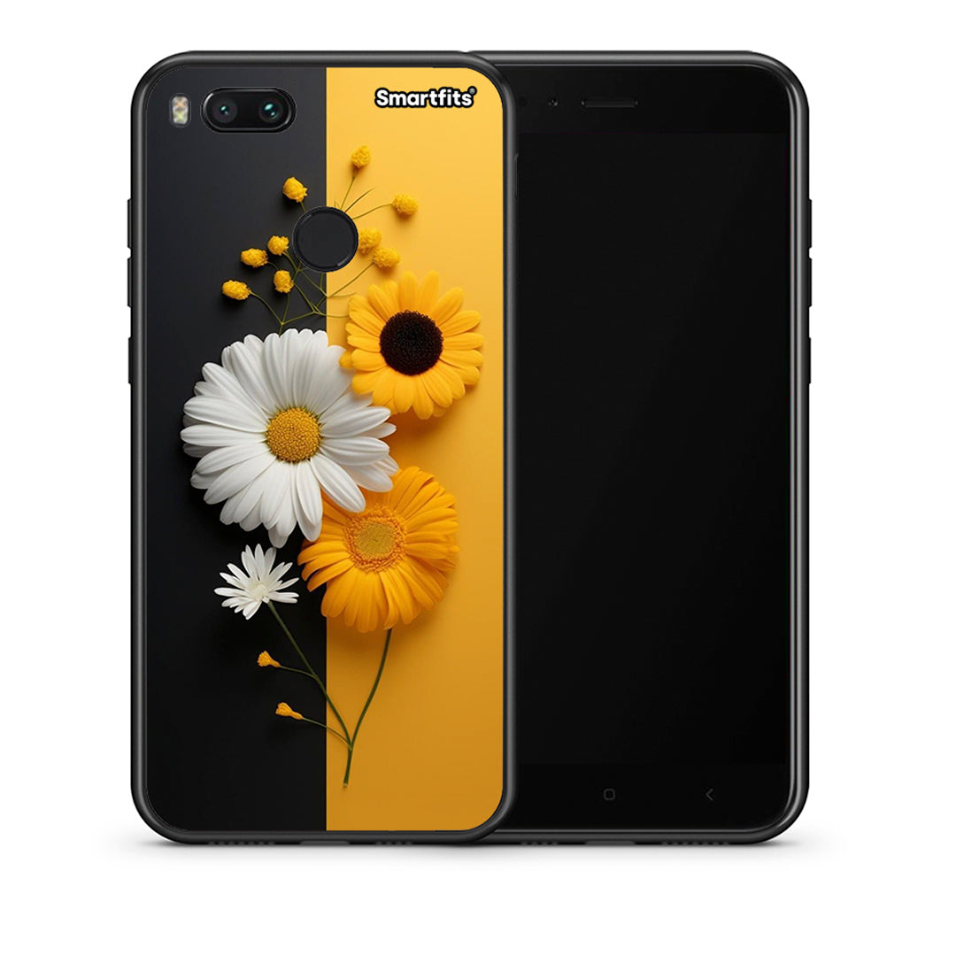 Θήκη Xiaomi Mi A1 Yellow Daisies από τη Smartfits με σχέδιο στο πίσω μέρος και μαύρο περίβλημα | Xiaomi Mi A1 Yellow Daisies case with colorful back and black bezels