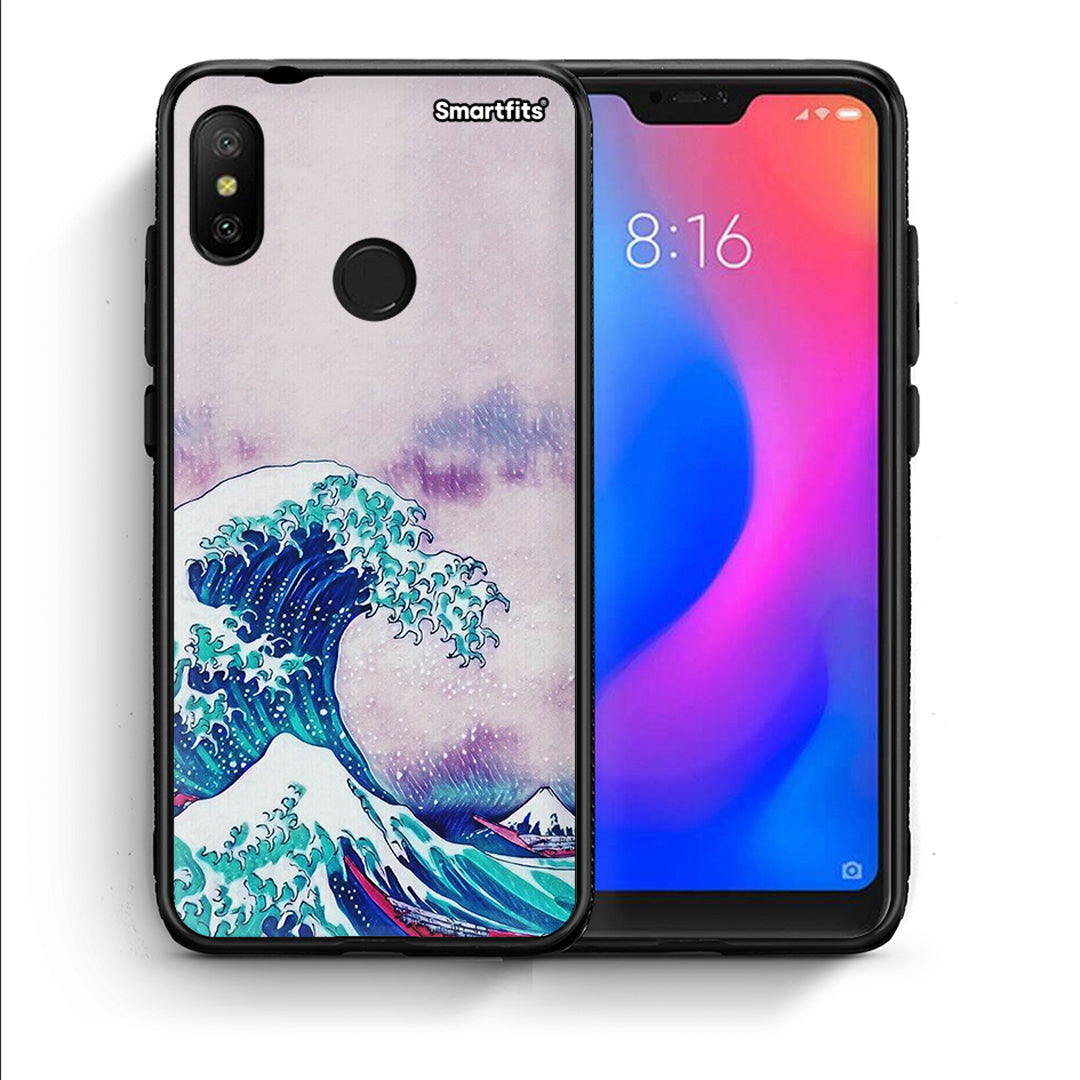 Θήκη Xiaomi Mi A2 Lite Blue Waves από τη Smartfits με σχέδιο στο πίσω μέρος και μαύρο περίβλημα | Xiaomi Mi A2 Lite Blue Waves case with colorful back and black bezels