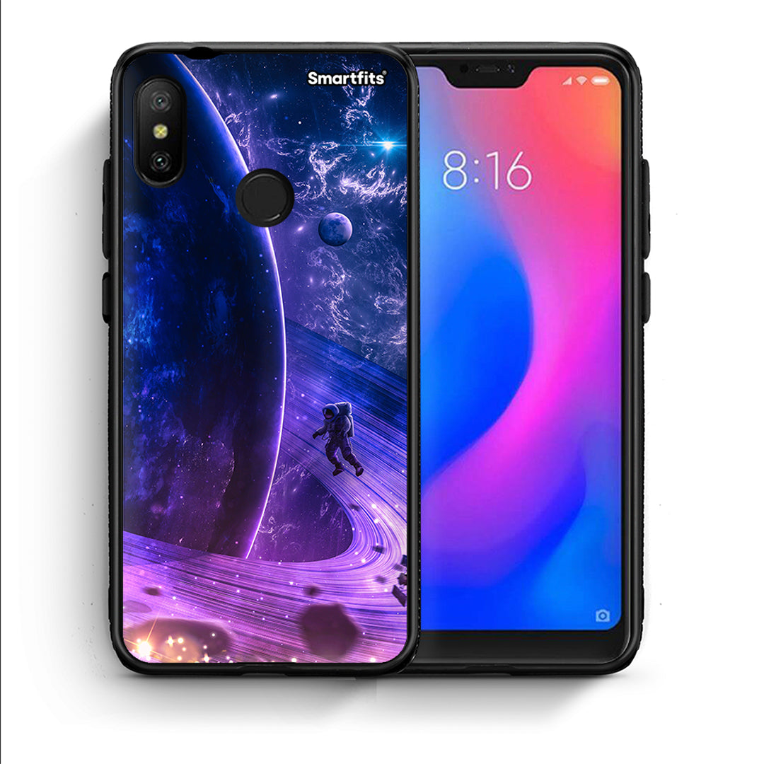 Θήκη Xiaomi Mi A2 Lite Lost Astronaut από τη Smartfits με σχέδιο στο πίσω μέρος και μαύρο περίβλημα | Xiaomi Mi A2 Lite Lost Astronaut case with colorful back and black bezels