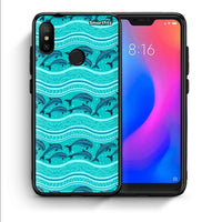 Thumbnail for Θήκη Xiaomi Mi A2 Lite Swimming Dolphins από τη Smartfits με σχέδιο στο πίσω μέρος και μαύρο περίβλημα | Xiaomi Mi A2 Lite Swimming Dolphins case with colorful back and black bezels