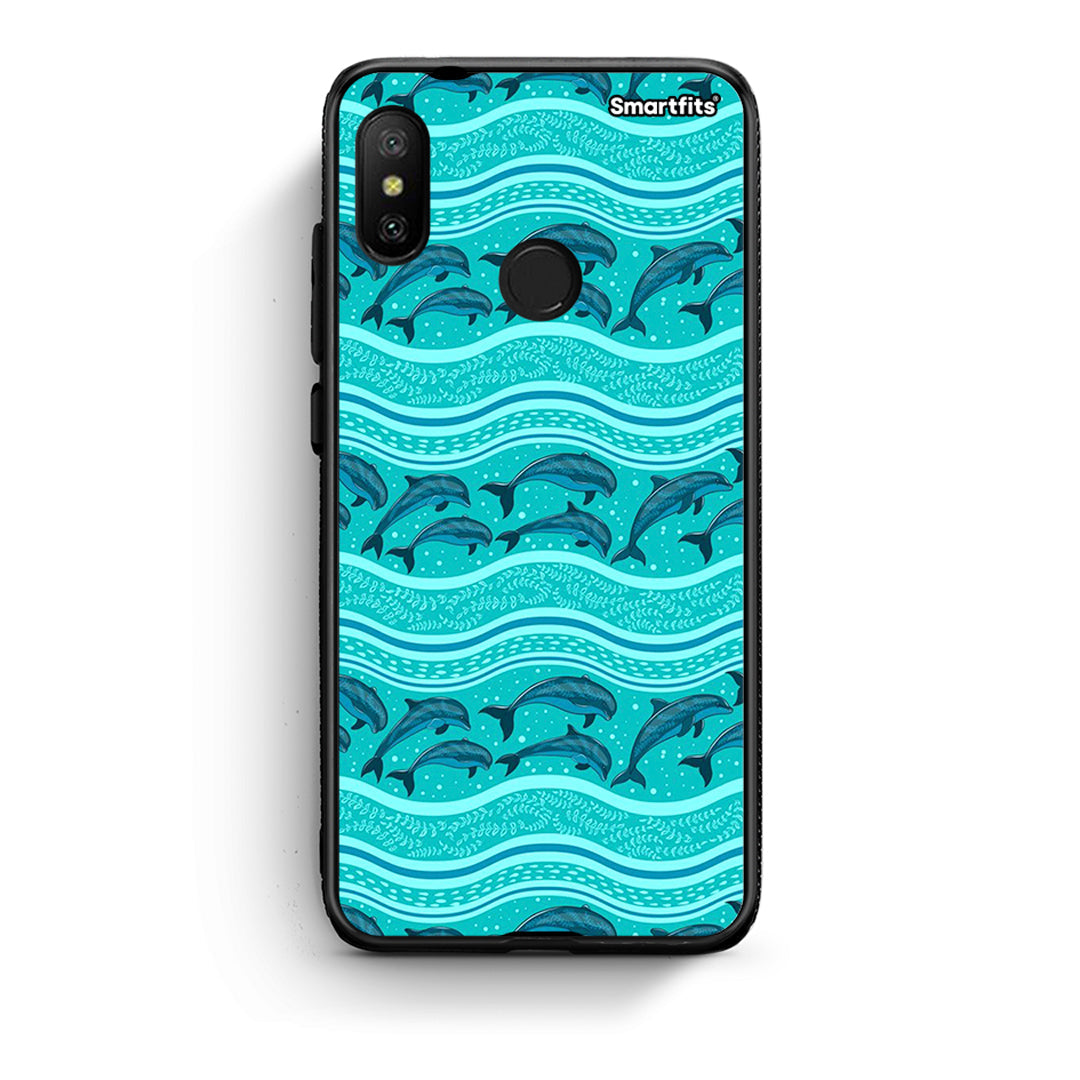 Xiaomi Mi A2 Lite Swimming Dolphins θήκη από τη Smartfits με σχέδιο στο πίσω μέρος και μαύρο περίβλημα | Smartphone case with colorful back and black bezels by Smartfits