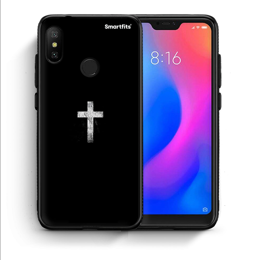 Θήκη Xiaomi Mi A2 Lite White Cross από τη Smartfits με σχέδιο στο πίσω μέρος και μαύρο περίβλημα | Xiaomi Mi A2 Lite White Cross case with colorful back and black bezels