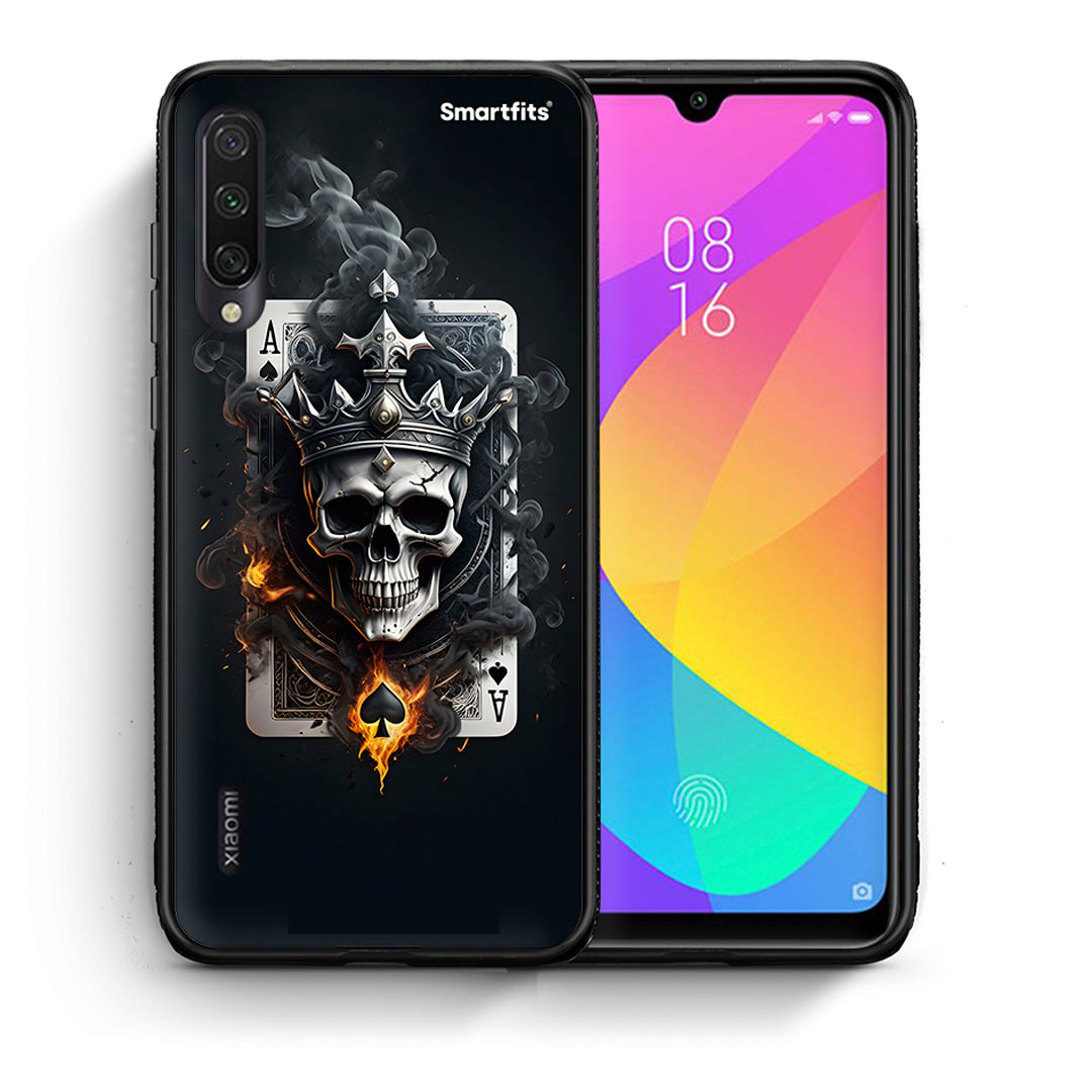 Θήκη Xiaomi Mi A3 Skull King Ace από τη Smartfits με σχέδιο στο πίσω μέρος και μαύρο περίβλημα | Xiaomi Mi A3 Skull King Ace case with colorful back and black bezels