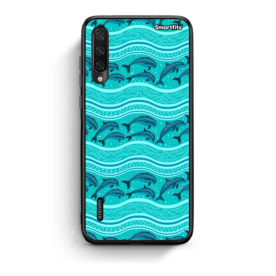 Xiaomi Mi A3 Swimming Dolphins θήκη από τη Smartfits με σχέδιο στο πίσω μέρος και μαύρο περίβλημα | Smartphone case with colorful back and black bezels by Smartfits