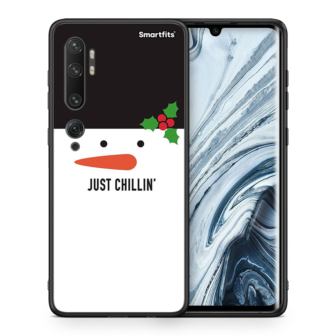 Θήκη Xiaomi Mi Note 10 Pro Christmas Chillin από τη Smartfits με σχέδιο στο πίσω μέρος και μαύρο περίβλημα | Xiaomi Mi Note 10 Pro Christmas Chillin case with colorful back and black bezels