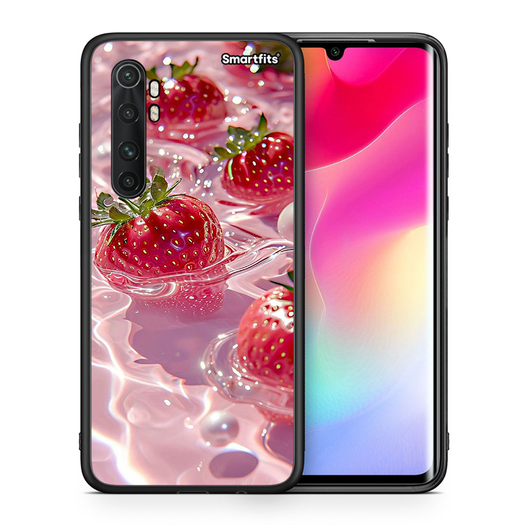 Θήκη Xiaomi Mi Note 10 Lite Juicy Strawberries από τη Smartfits με σχέδιο στο πίσω μέρος και μαύρο περίβλημα | Xiaomi Mi Note 10 Lite Juicy Strawberries case with colorful back and black bezels