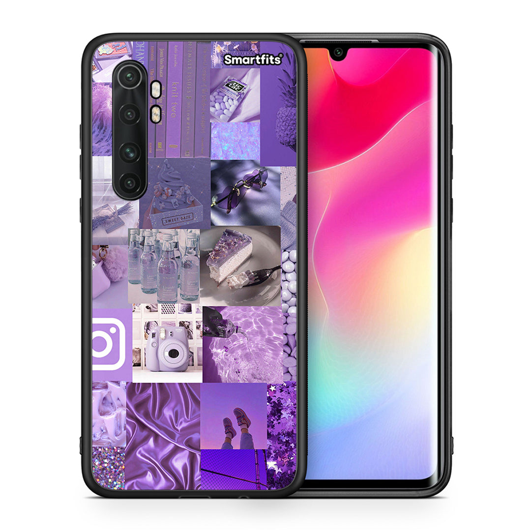 Θήκη Xiaomi Mi 10 Ultra Purple Aesthetic Collage από τη Smartfits με σχέδιο στο πίσω μέρος και μαύρο περίβλημα | Xiaomi Mi 10 Ultra Purple Aesthetic Collage case with colorful back and black bezels