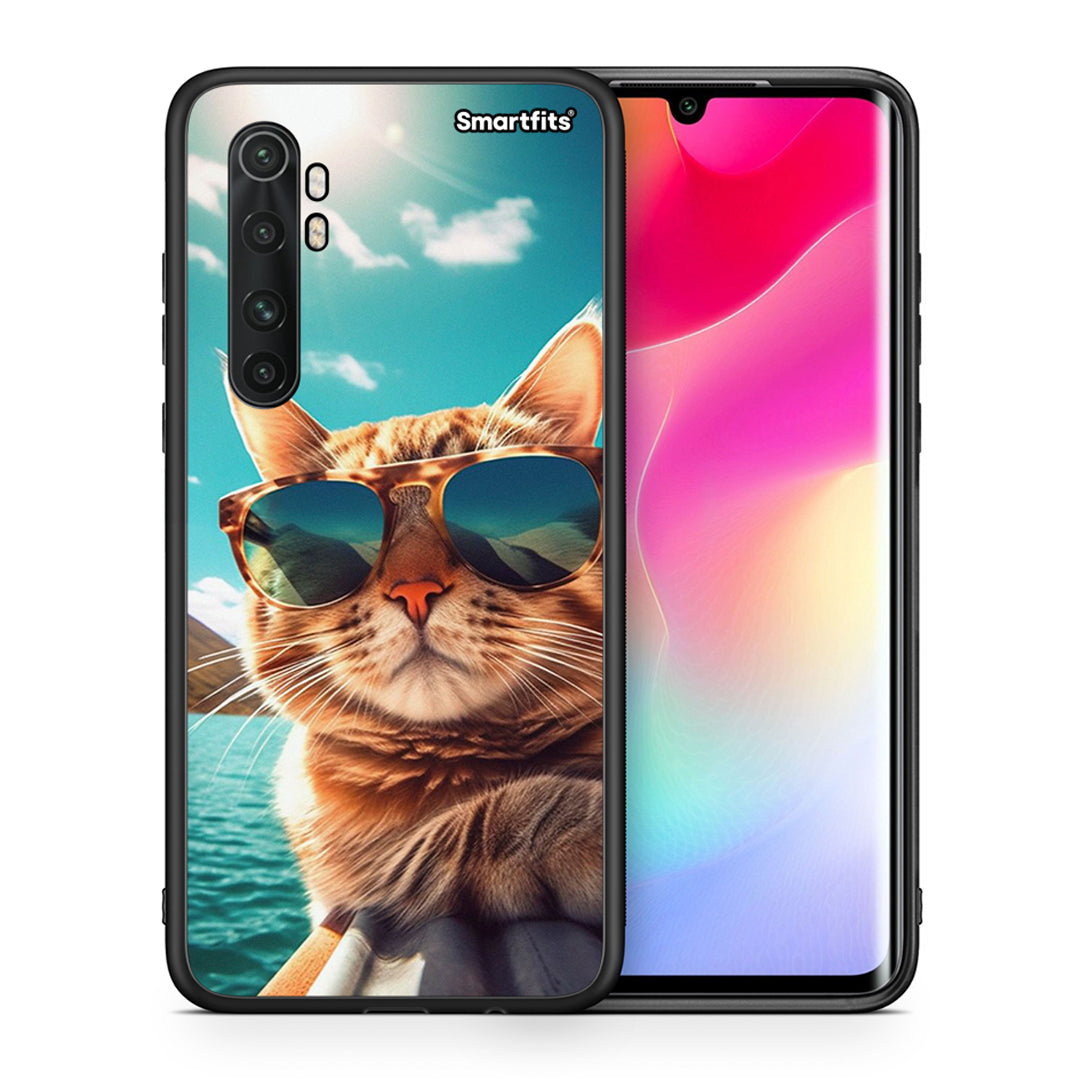 Θήκη Xiaomi Mi 10 Ultra Summer Cat από τη Smartfits με σχέδιο στο πίσω μέρος και μαύρο περίβλημα | Xiaomi Mi 10 Ultra Summer Cat case with colorful back and black bezels