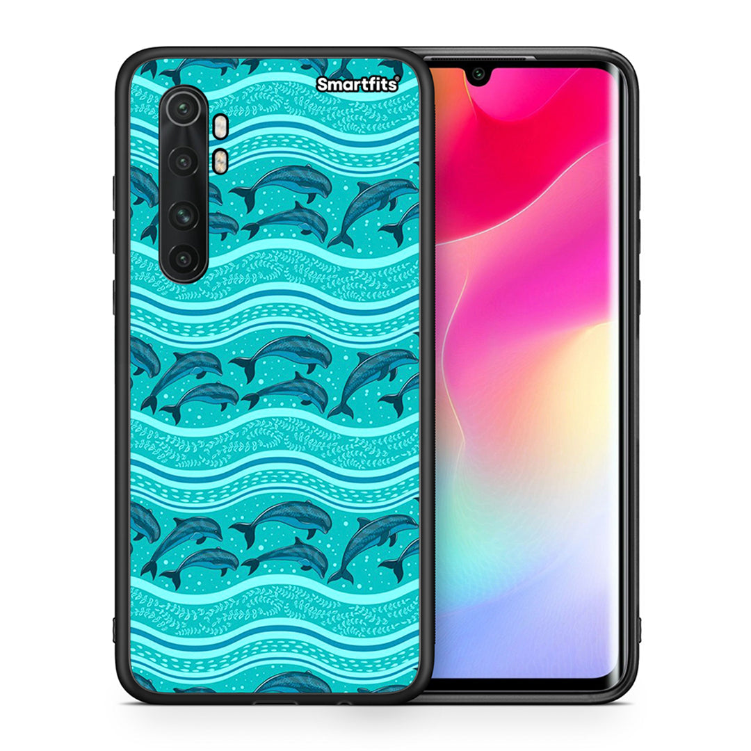 Θήκη Xiaomi Mi Note 10 Lite Swimming Dolphins από τη Smartfits με σχέδιο στο πίσω μέρος και μαύρο περίβλημα | Xiaomi Mi Note 10 Lite Swimming Dolphins case with colorful back and black bezels
