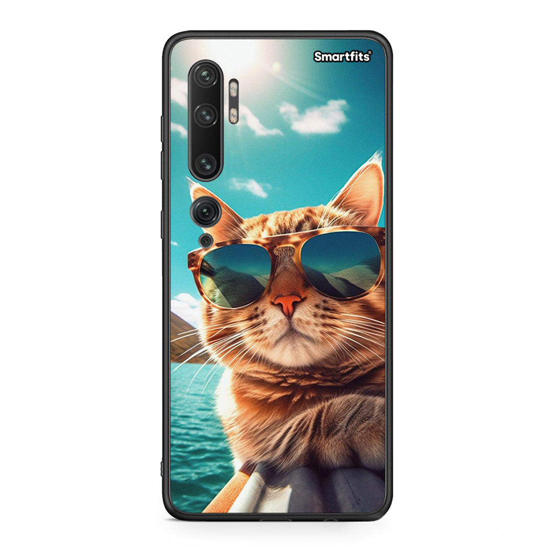 Xiaomi Mi Note 10 Pro Summer Cat θήκη από τη Smartfits με σχέδιο στο πίσω μέρος και μαύρο περίβλημα | Smartphone case with colorful back and black bezels by Smartfits