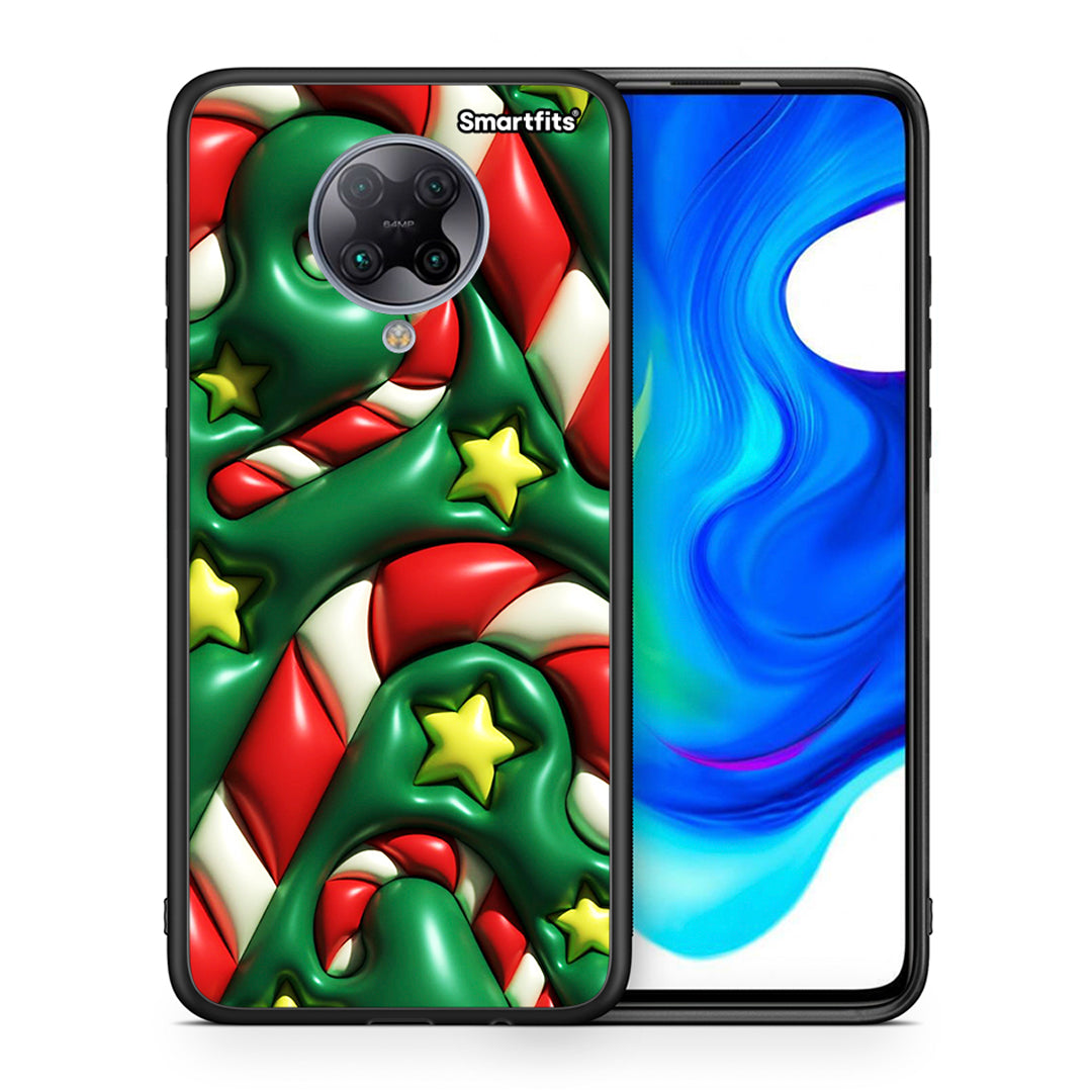 Θήκη Xiaomi Poco F2 Pro Christmas Bubbles από τη Smartfits με σχέδιο στο πίσω μέρος και μαύρο περίβλημα | Xiaomi Poco F2 Pro Christmas Bubbles case with colorful back and black bezels