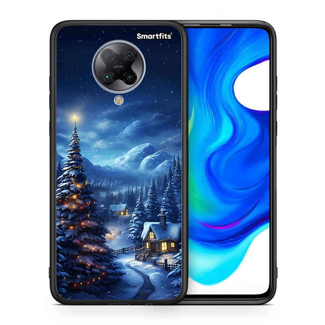 Θήκη Xiaomi Poco F2 Pro Christmas Scenery από τη Smartfits με σχέδιο στο πίσω μέρος και μαύρο περίβλημα | Xiaomi Poco F2 Pro Christmas Scenery case with colorful back and black bezels