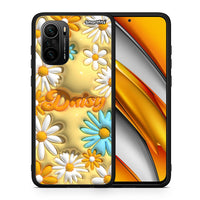 Thumbnail for Θήκη Xiaomi Poco F3 Bubble Daisies από τη Smartfits με σχέδιο στο πίσω μέρος και μαύρο περίβλημα | Xiaomi Poco F3 Bubble Daisies case with colorful back and black bezels