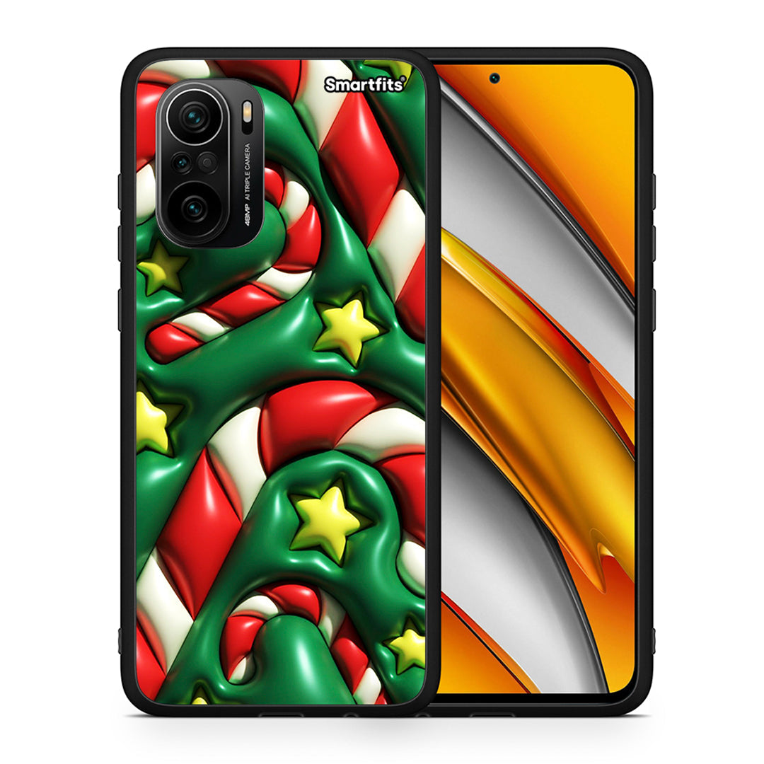 Θήκη Xiaomi Poco F3 Christmas Bubbles από τη Smartfits με σχέδιο στο πίσω μέρος και μαύρο περίβλημα | Xiaomi Poco F3 Christmas Bubbles case with colorful back and black bezels