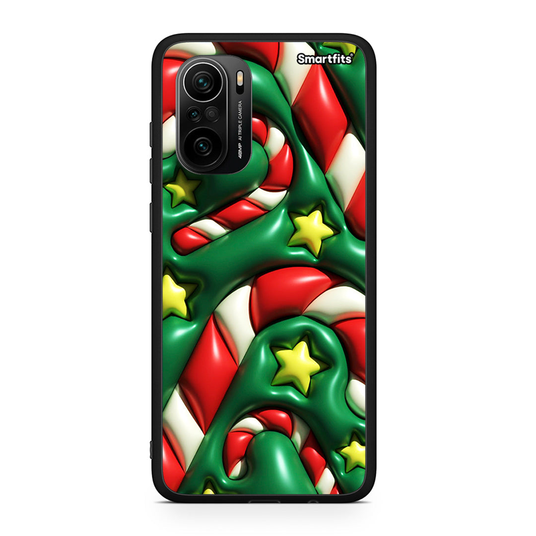 Xiaomi Poco F3 Christmas Bubbles θήκη από τη Smartfits με σχέδιο στο πίσω μέρος και μαύρο περίβλημα | Smartphone case with colorful back and black bezels by Smartfits