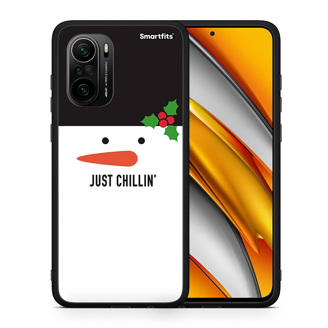 Θήκη Xiaomi Poco F3 Christmas Chillin από τη Smartfits με σχέδιο στο πίσω μέρος και μαύρο περίβλημα | Xiaomi Poco F3 Christmas Chillin case with colorful back and black bezels