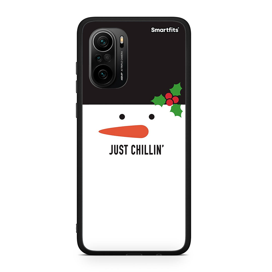 Xiaomi Poco F3 Christmas Chillin θήκη από τη Smartfits με σχέδιο στο πίσω μέρος και μαύρο περίβλημα | Smartphone case with colorful back and black bezels by Smartfits