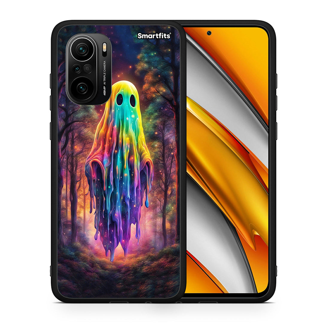 Θήκη Xiaomi Poco F3 Halloween Ghost από τη Smartfits με σχέδιο στο πίσω μέρος και μαύρο περίβλημα | Xiaomi Poco F3 Halloween Ghost case with colorful back and black bezels