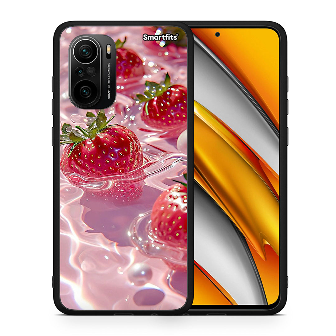 Θήκη Xiaomi Mi 11i Juicy Strawberries από τη Smartfits με σχέδιο στο πίσω μέρος και μαύρο περίβλημα | Xiaomi Mi 11i Juicy Strawberries case with colorful back and black bezels