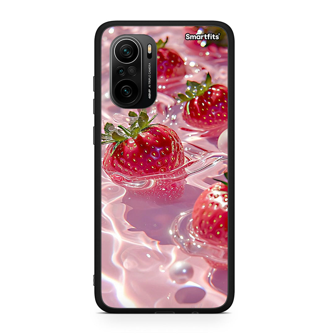 Xiaomi Poco F3 Juicy Strawberries θήκη από τη Smartfits με σχέδιο στο πίσω μέρος και μαύρο περίβλημα | Smartphone case with colorful back and black bezels by Smartfits